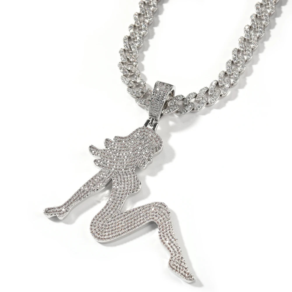 Pingente Sexy Lady Cravejado + Corrente - NATA