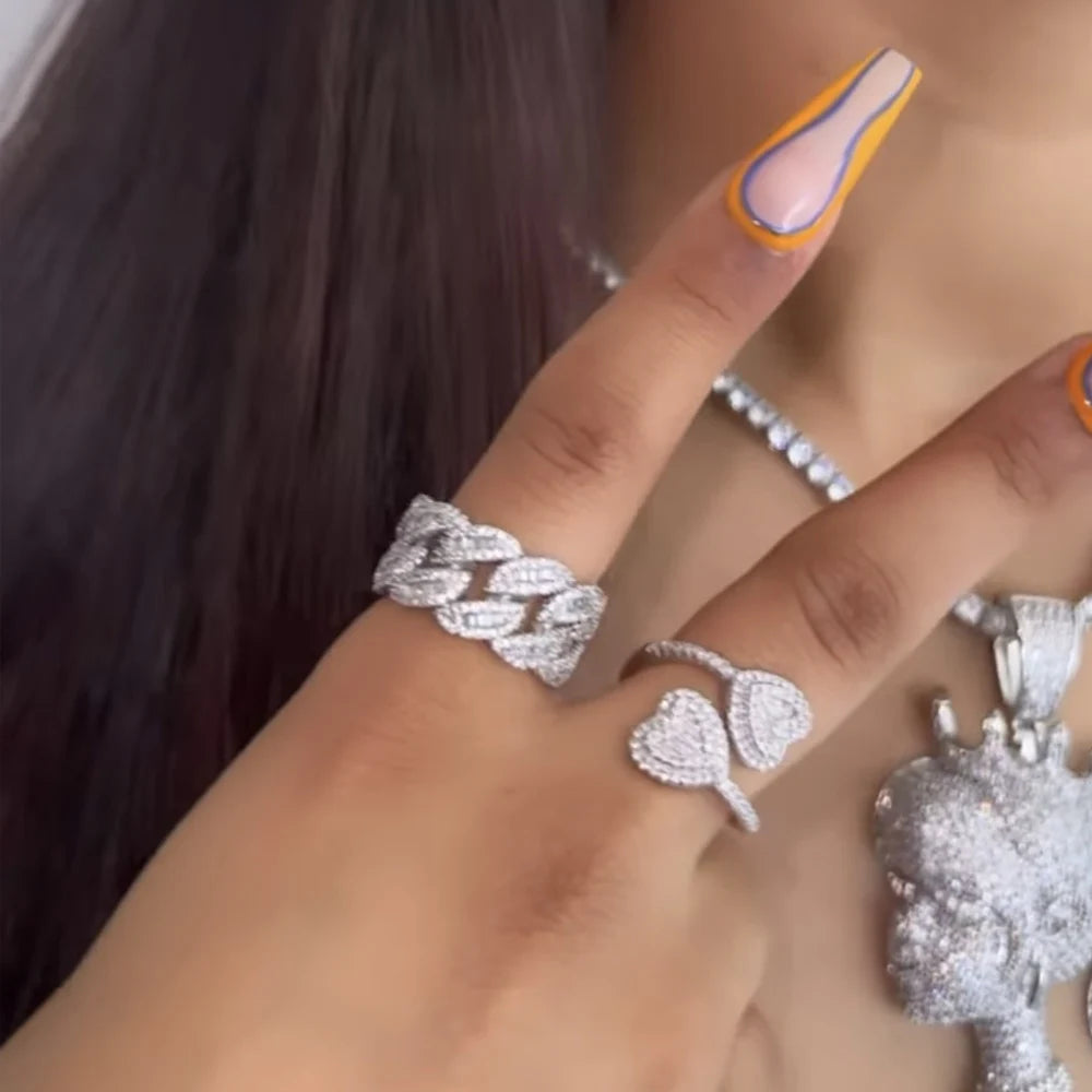 Anel Coração Duplo com Zicrônia Regulável - NATA