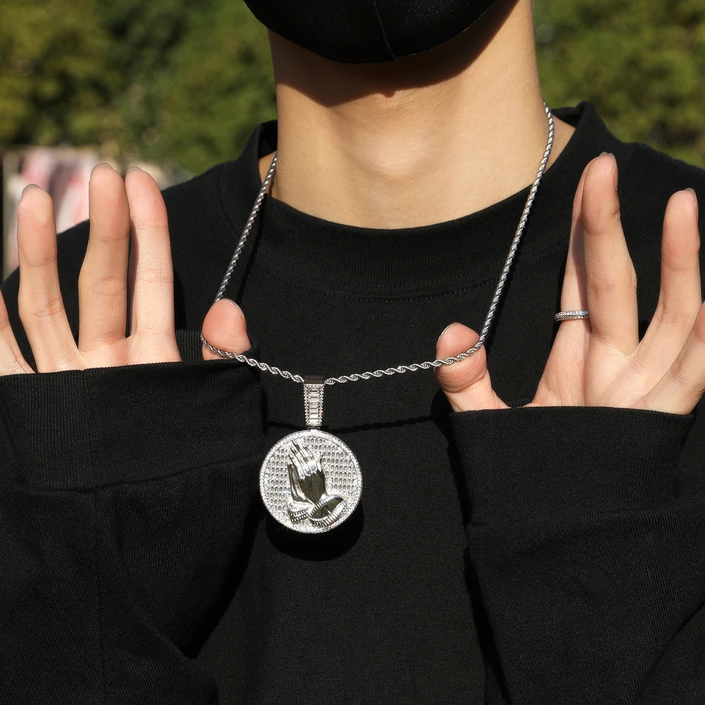 Pingente Medalhão Oração Cravejado + Corrente - NATA