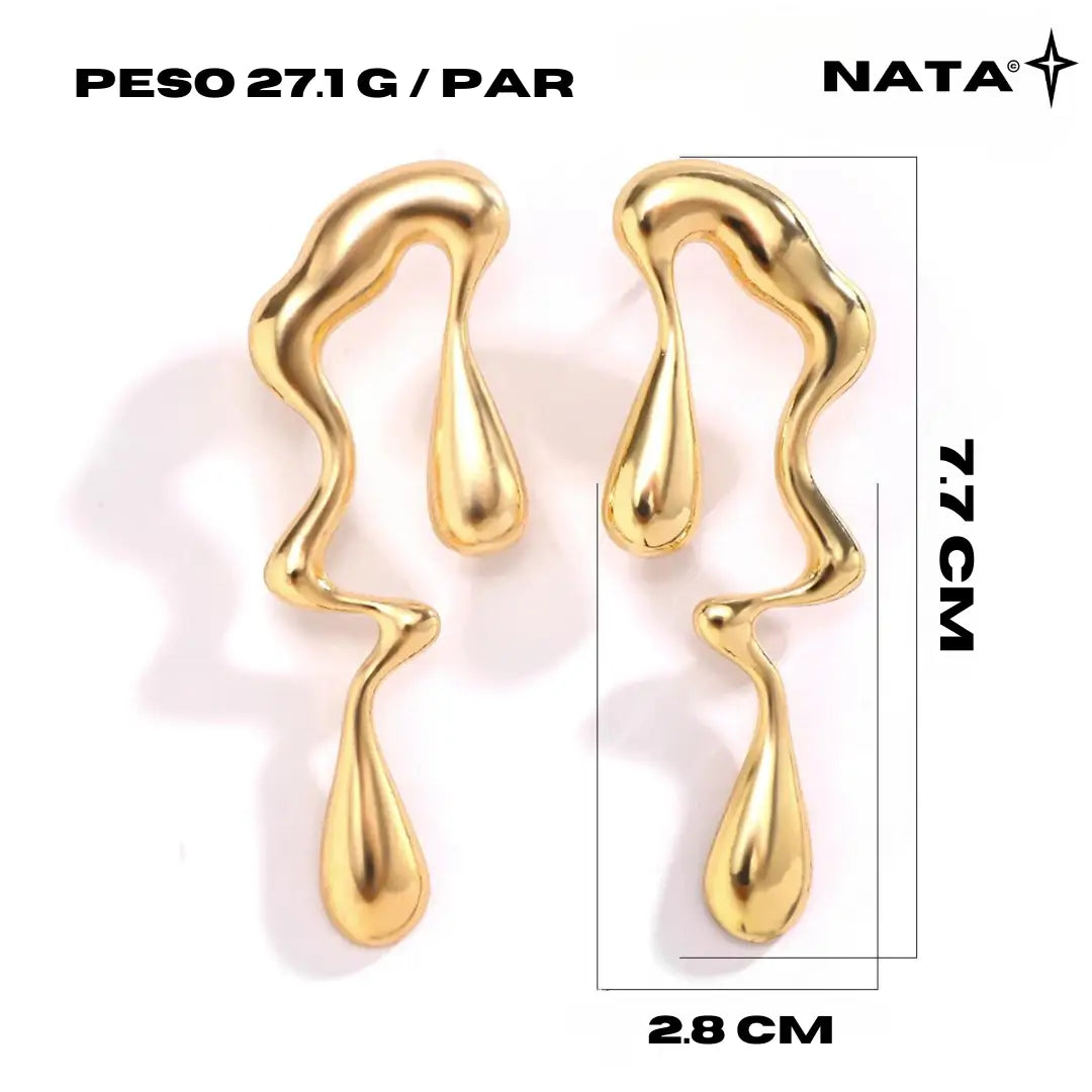Brinco Gota D'Água Derretido Ouro - NATA