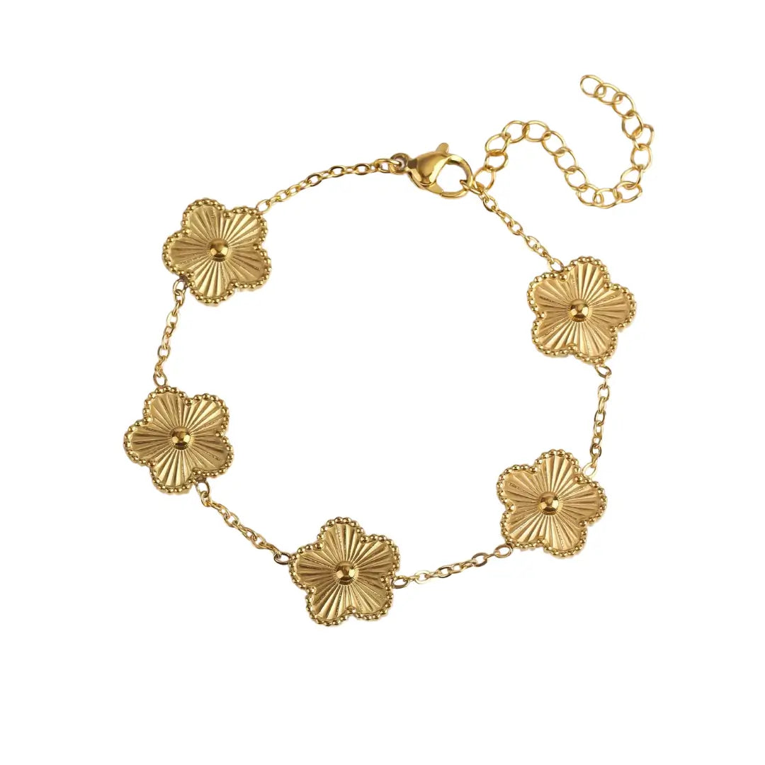 Pulseira Vintage Trevo 5 Folhas Ouro - NATA