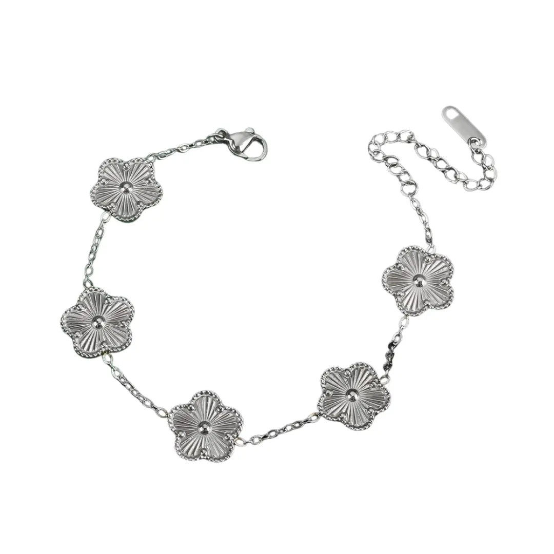 Pulseira Vintage Trevo 5 Folhas Prata - NATA