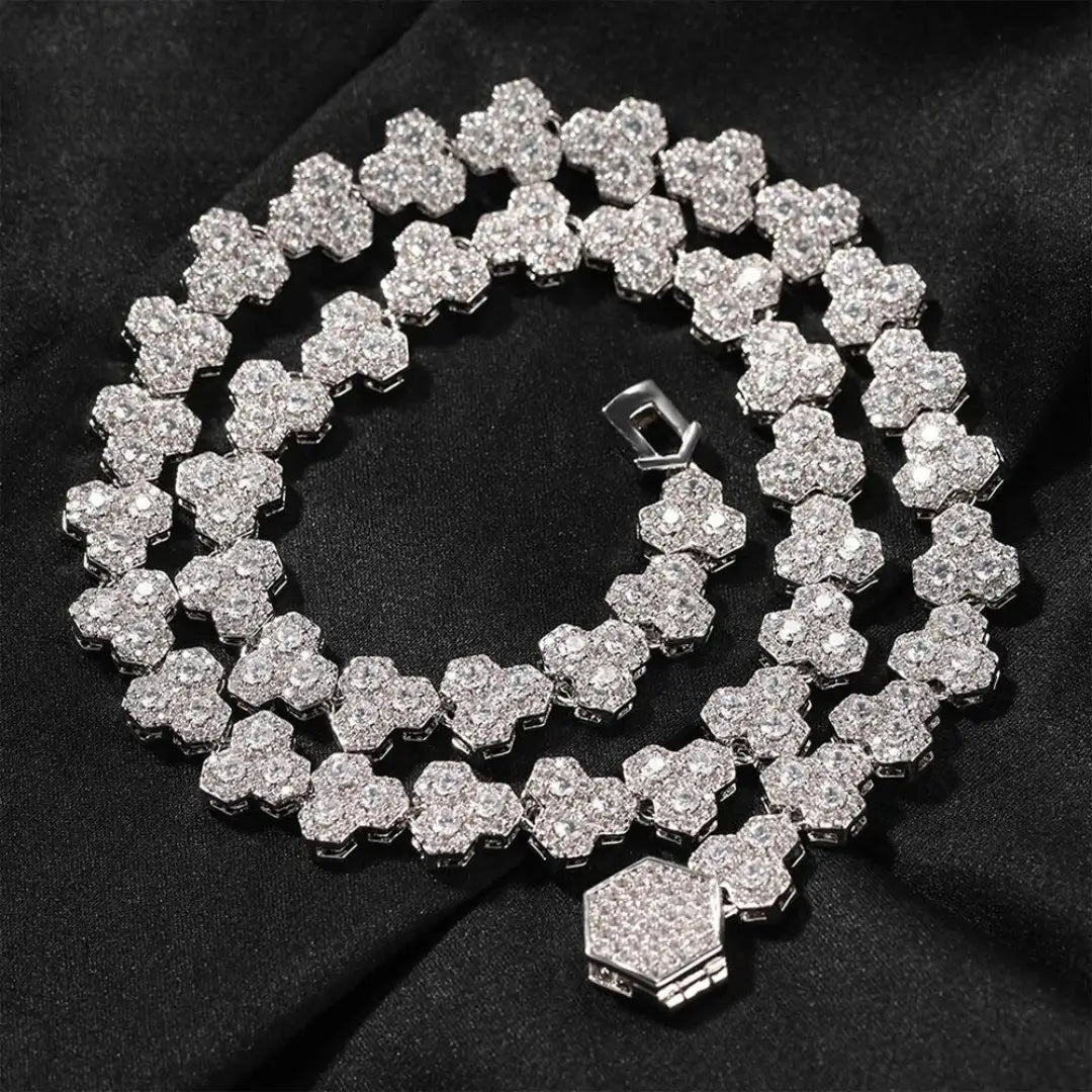 Corrente Cravejada Favos de Mel Prata