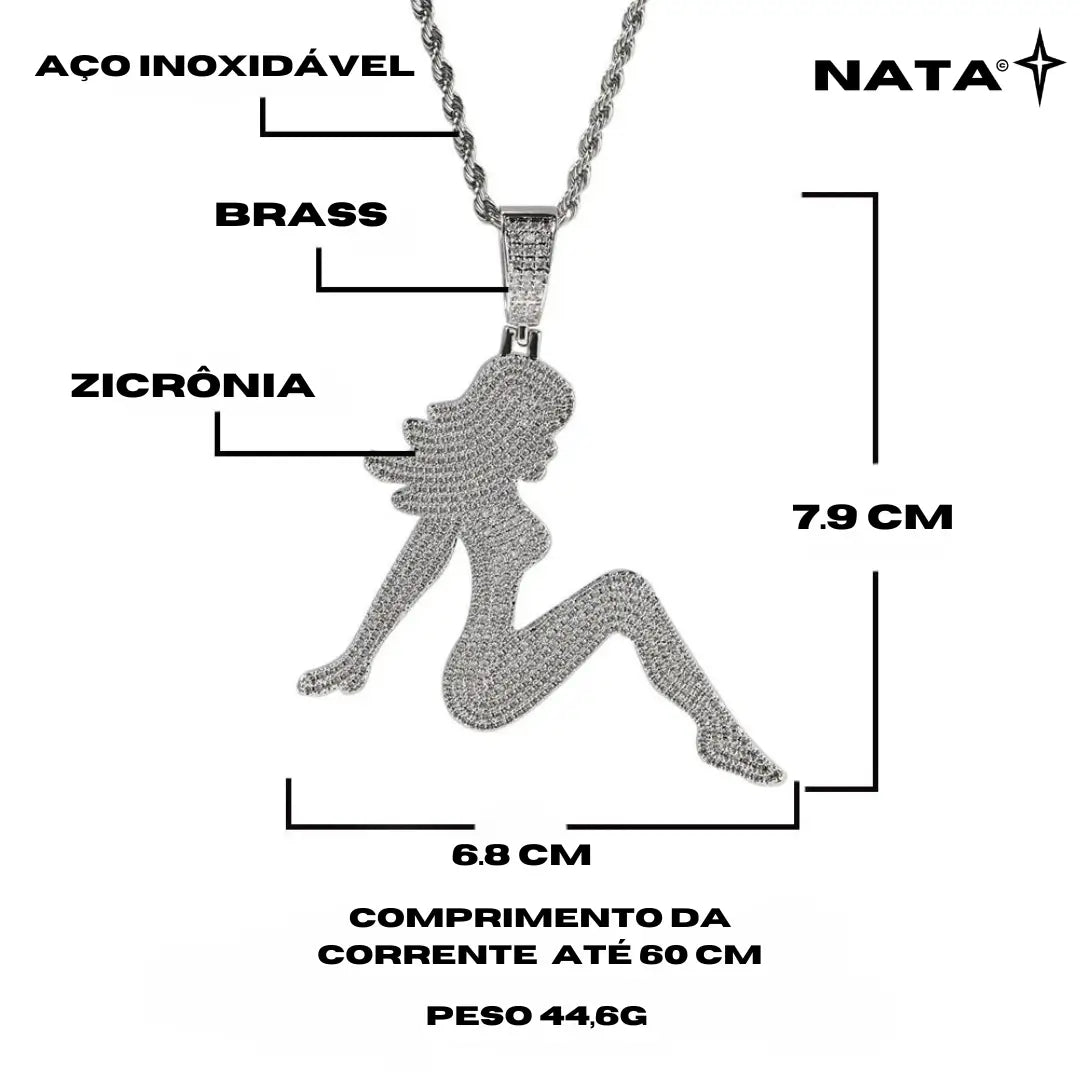 Pingente Sexy Lady Cravejado + Corrente - NATA