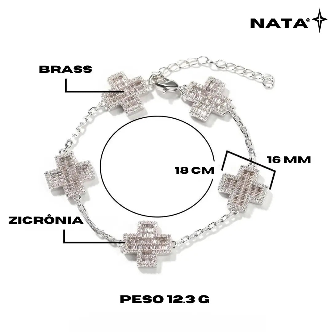 Pulseira Cruz Cravejada - NATA