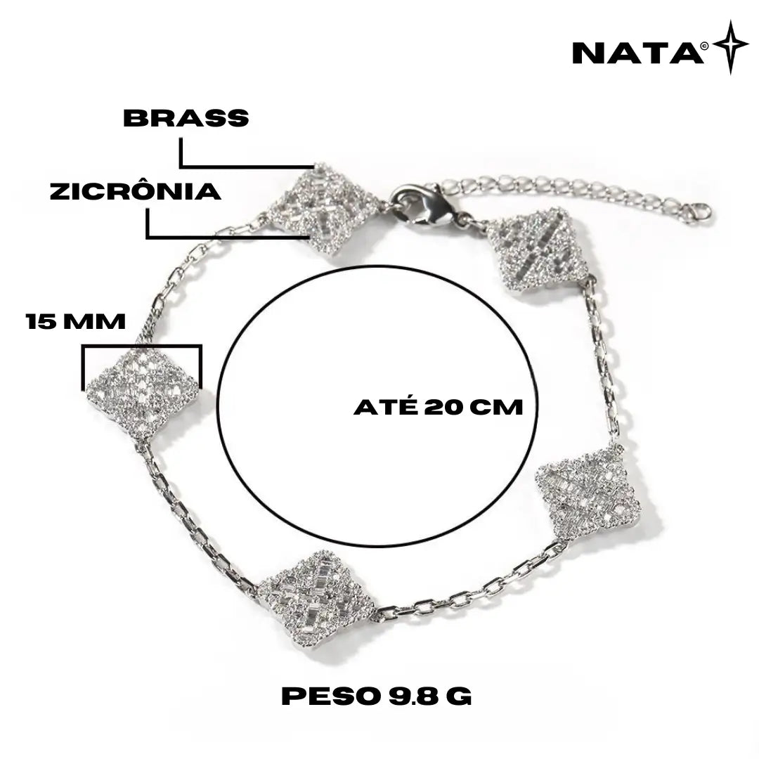 Pulseira Trevo de 4 Folhas Cravejado - NATA