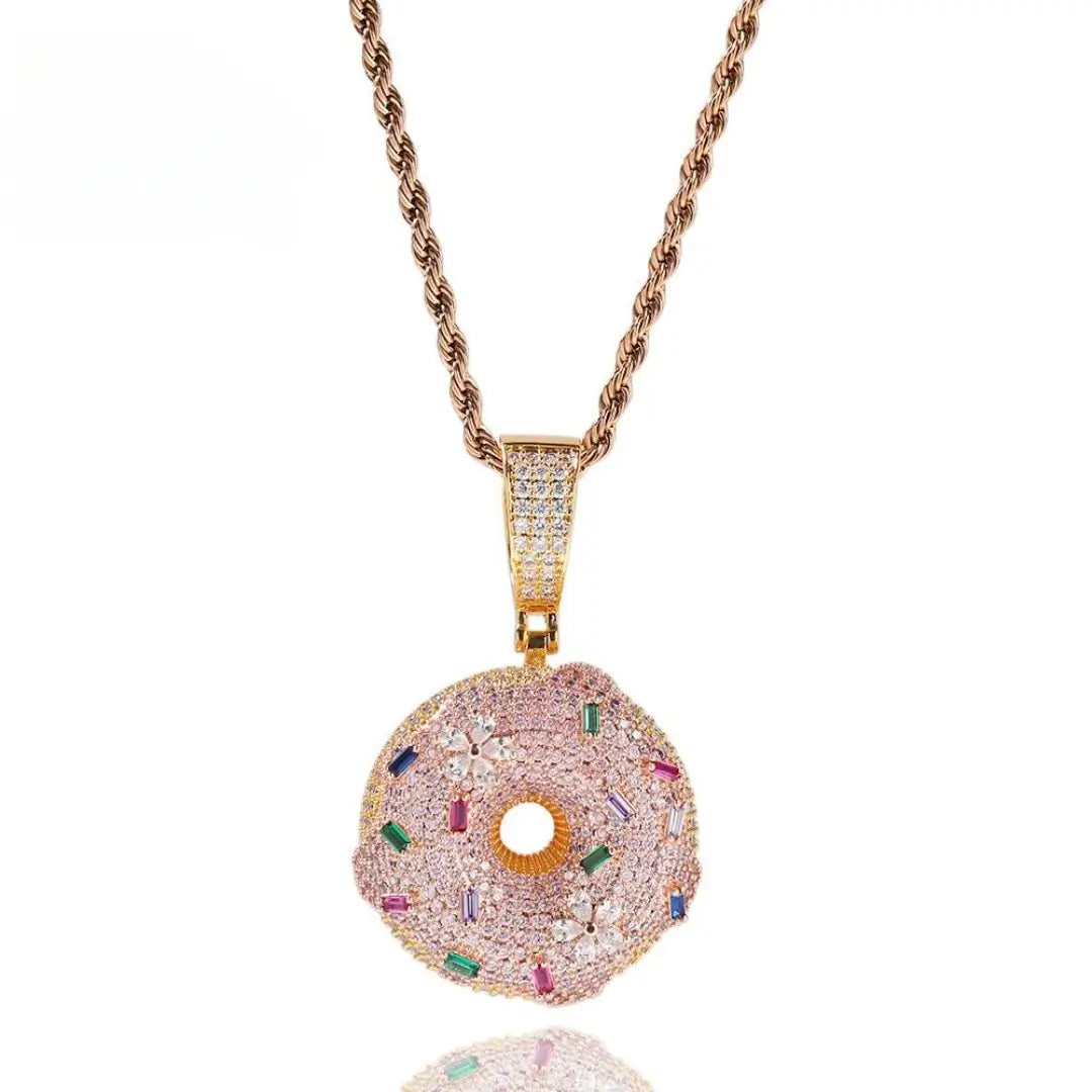 Pingente Donuts Cravejado + Corrente - NATA