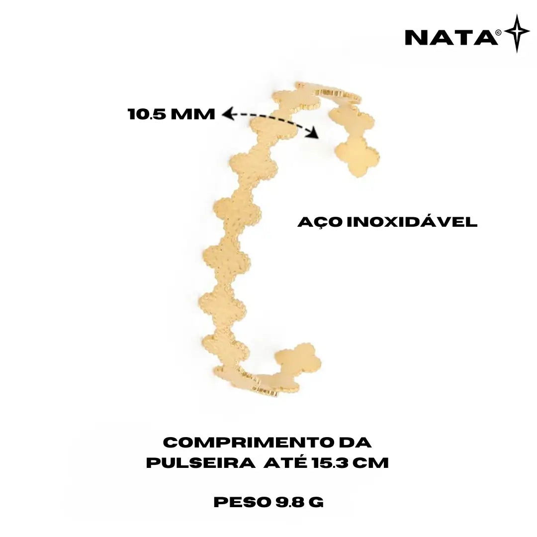 Pulseira Trevo de 4 Folhas - Aço Inoxidável - NATA