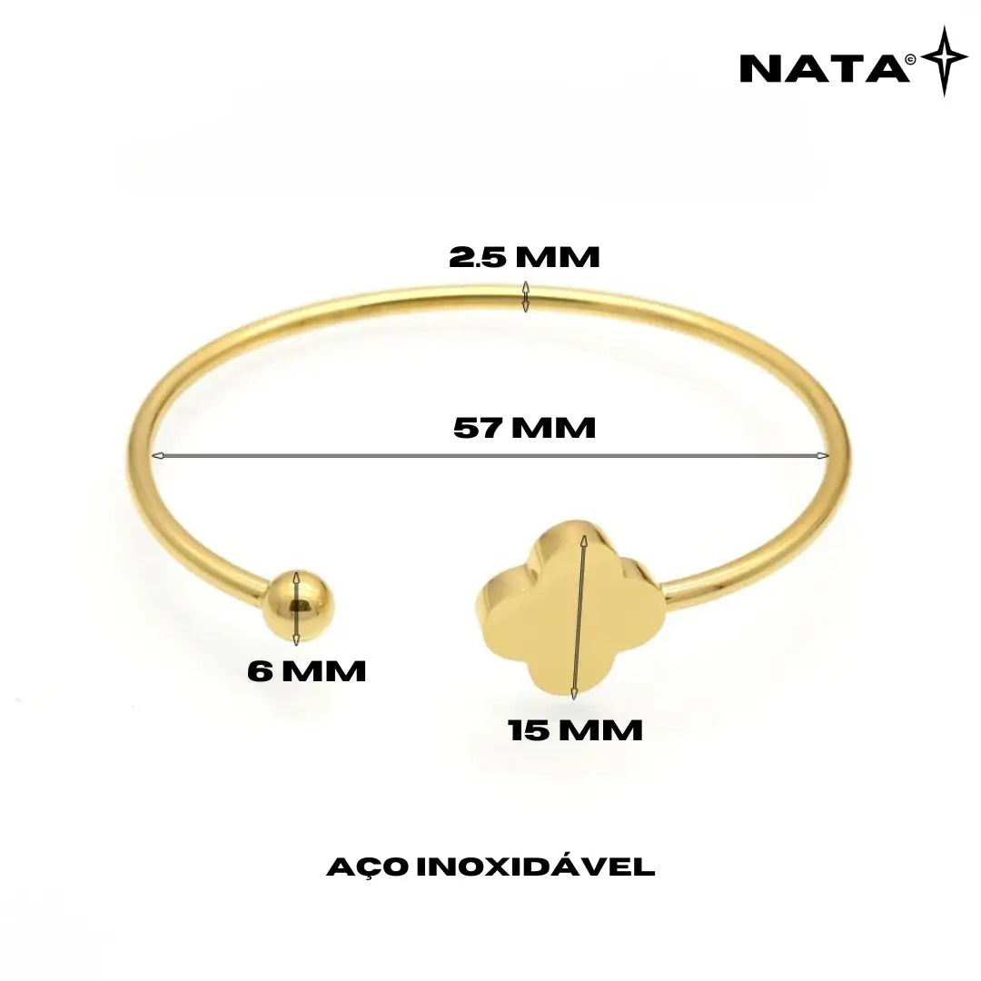 Pulseira Trevo Único - Aço Inoxidável - NATA