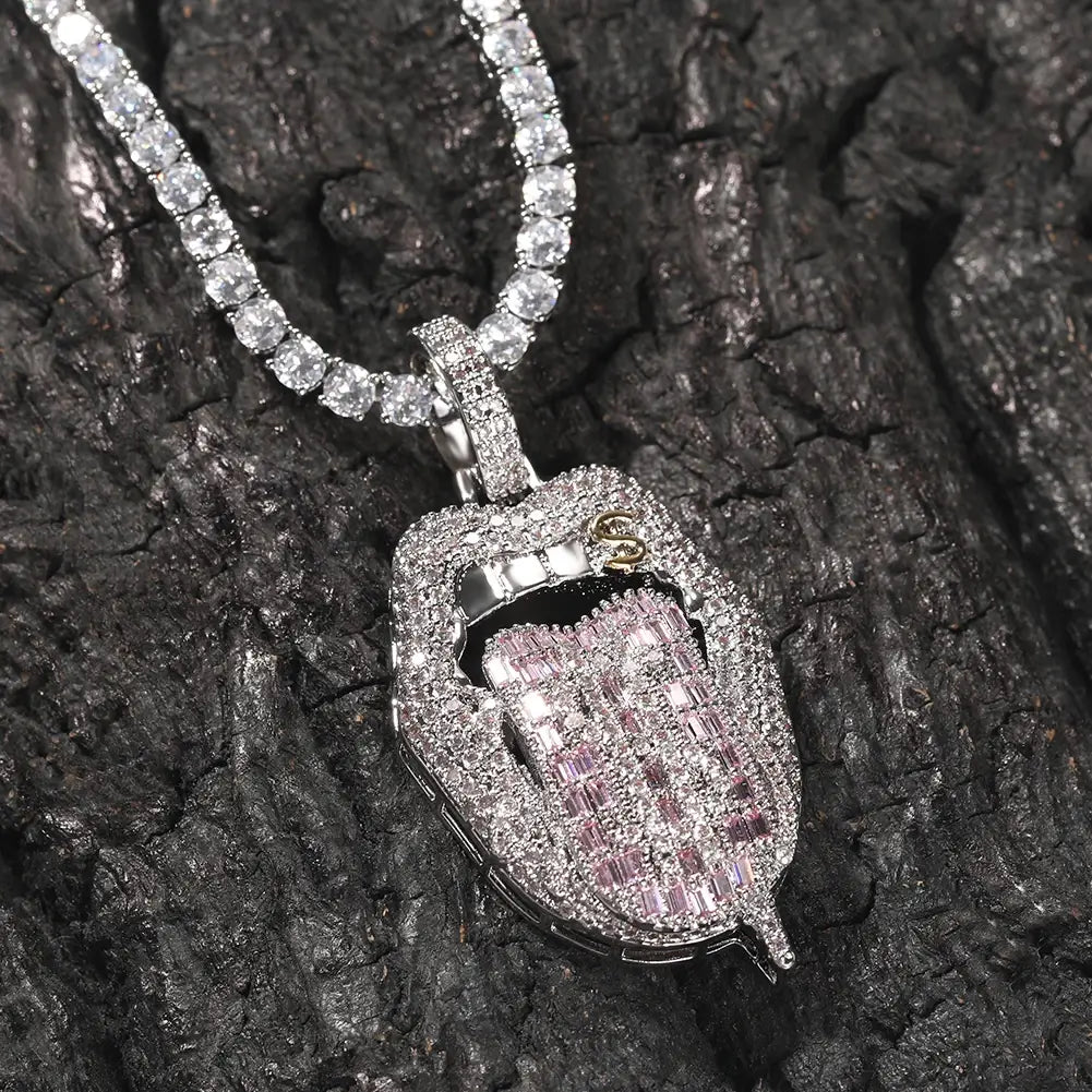 Pingente Boca Cravejada + Corrente - NATA