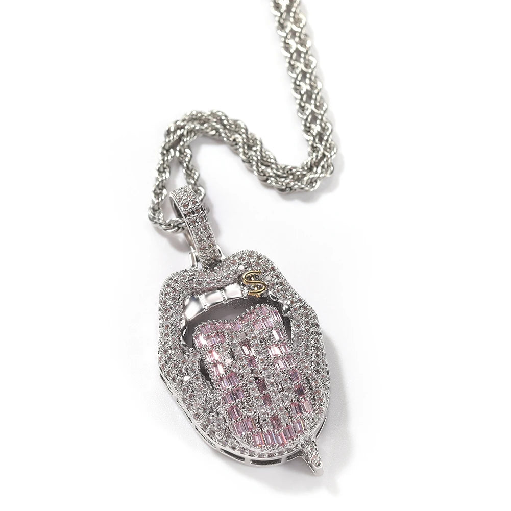 Pingente Boca Cravejada + Corrente - NATA