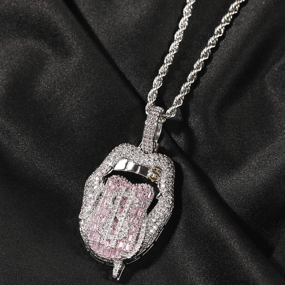 Pingente Boca Cravejada + Corrente - NATA