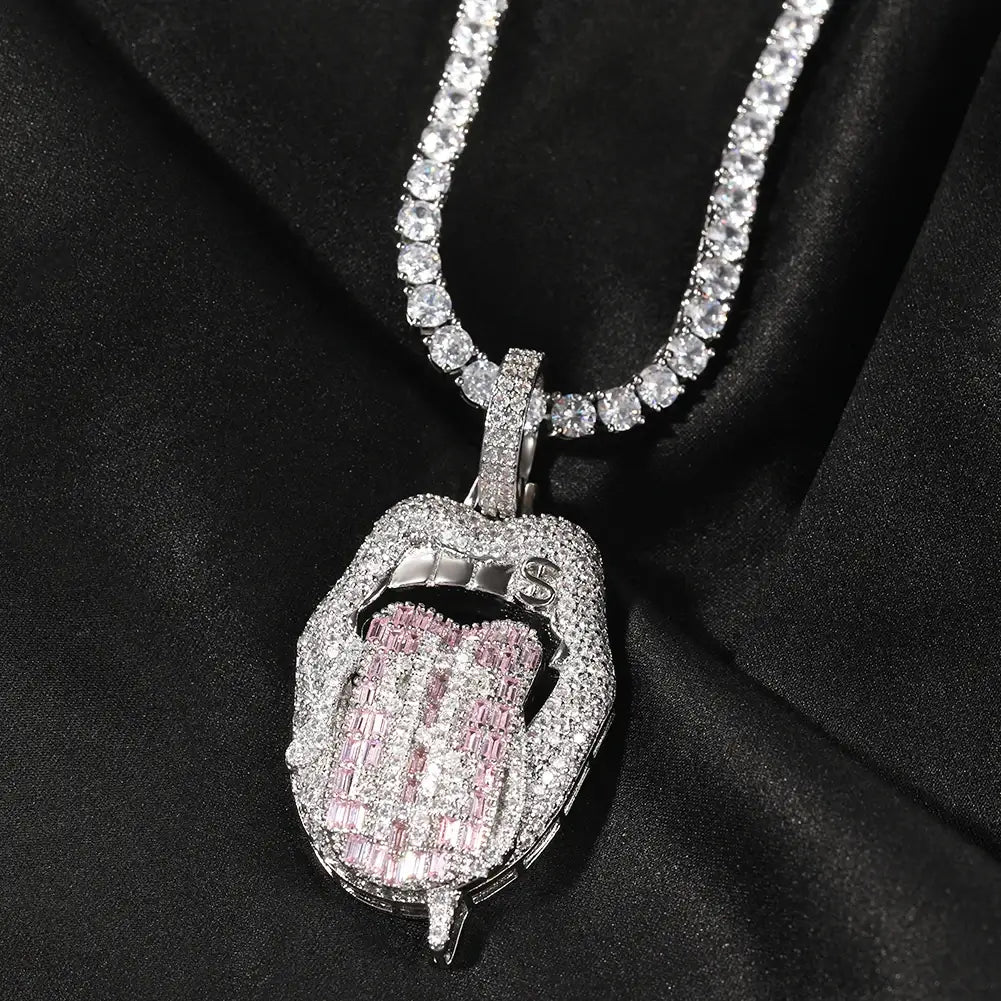 Pingente Boca Cravejada + Corrente - NATA