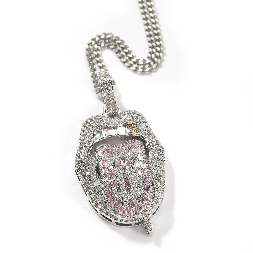 Pingente Boca Cravejada + Corrente - NATA