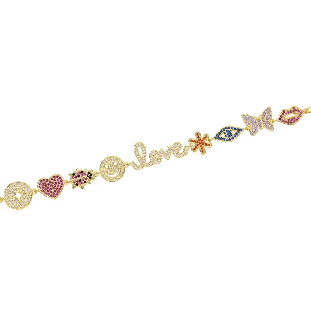 Corrente Colorida Cravejada Multi Pingente - NATA