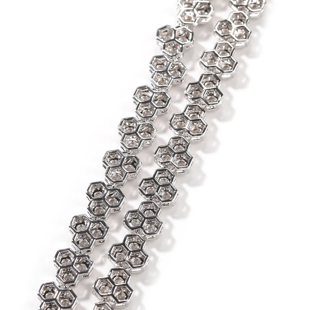 Corrente Cravejada Favos de Mel Prata