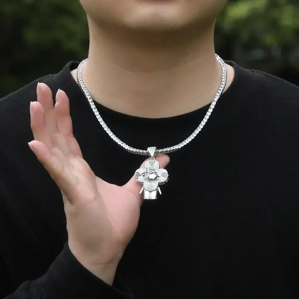 Pingente Flor Smile Cravejada + Corrente - NATA