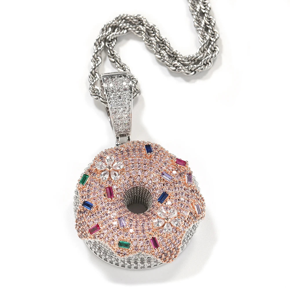 Pingente Donuts Cravejado + Corrente - NATA