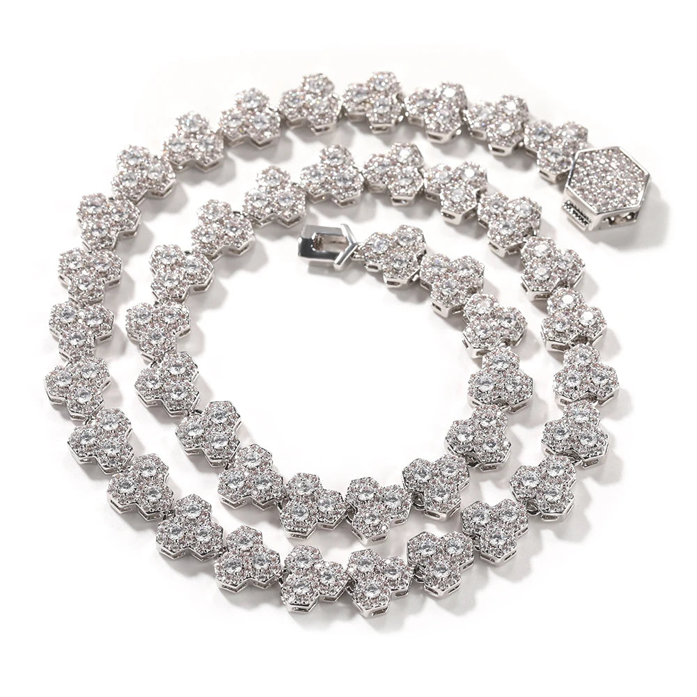 Corrente Cravejada Favos de Mel Prata