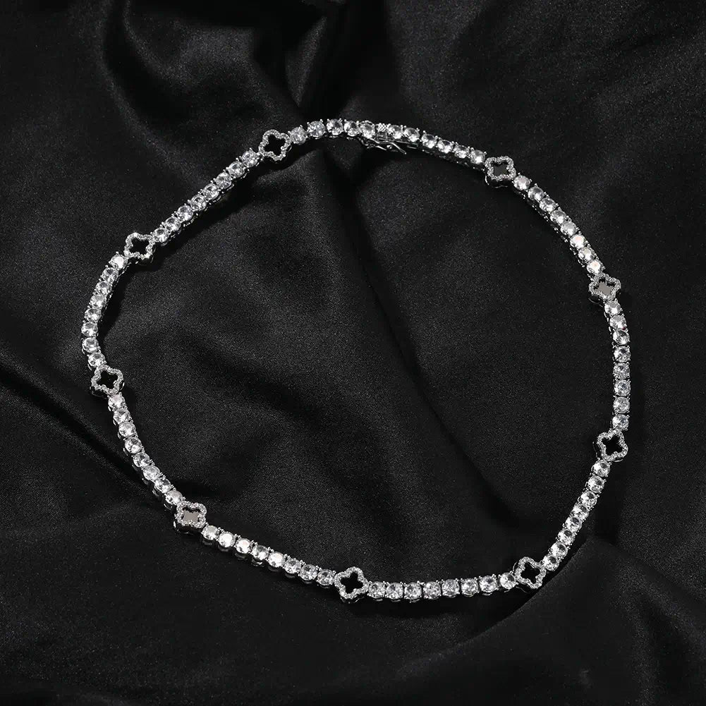 Conjunto Corrente + Pulseira Riviera Trevo Preto - NATA