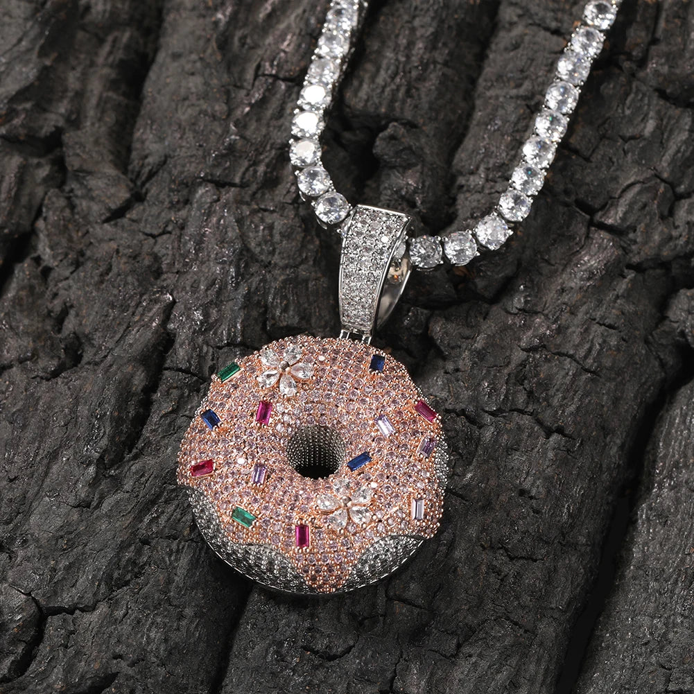 Pingente Donuts Cravejado + Corrente - NATA