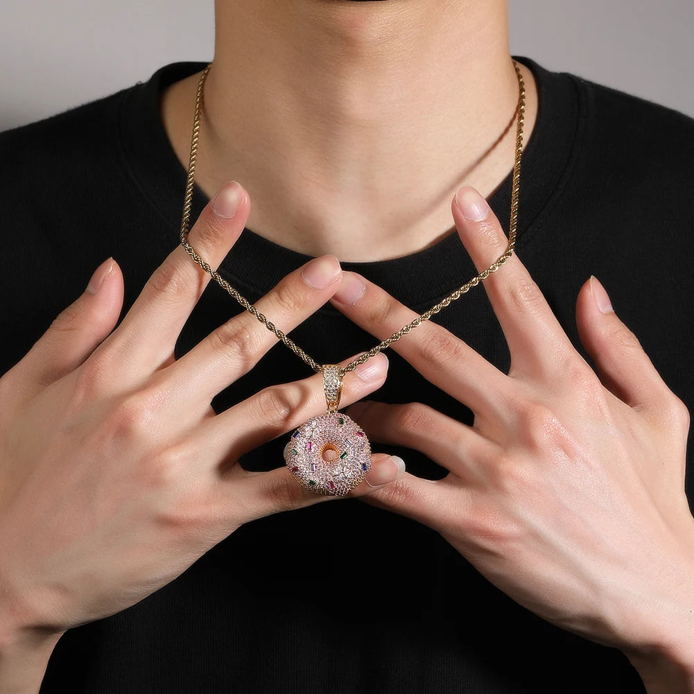 Pingente Donuts Cravejado + Corrente - NATA