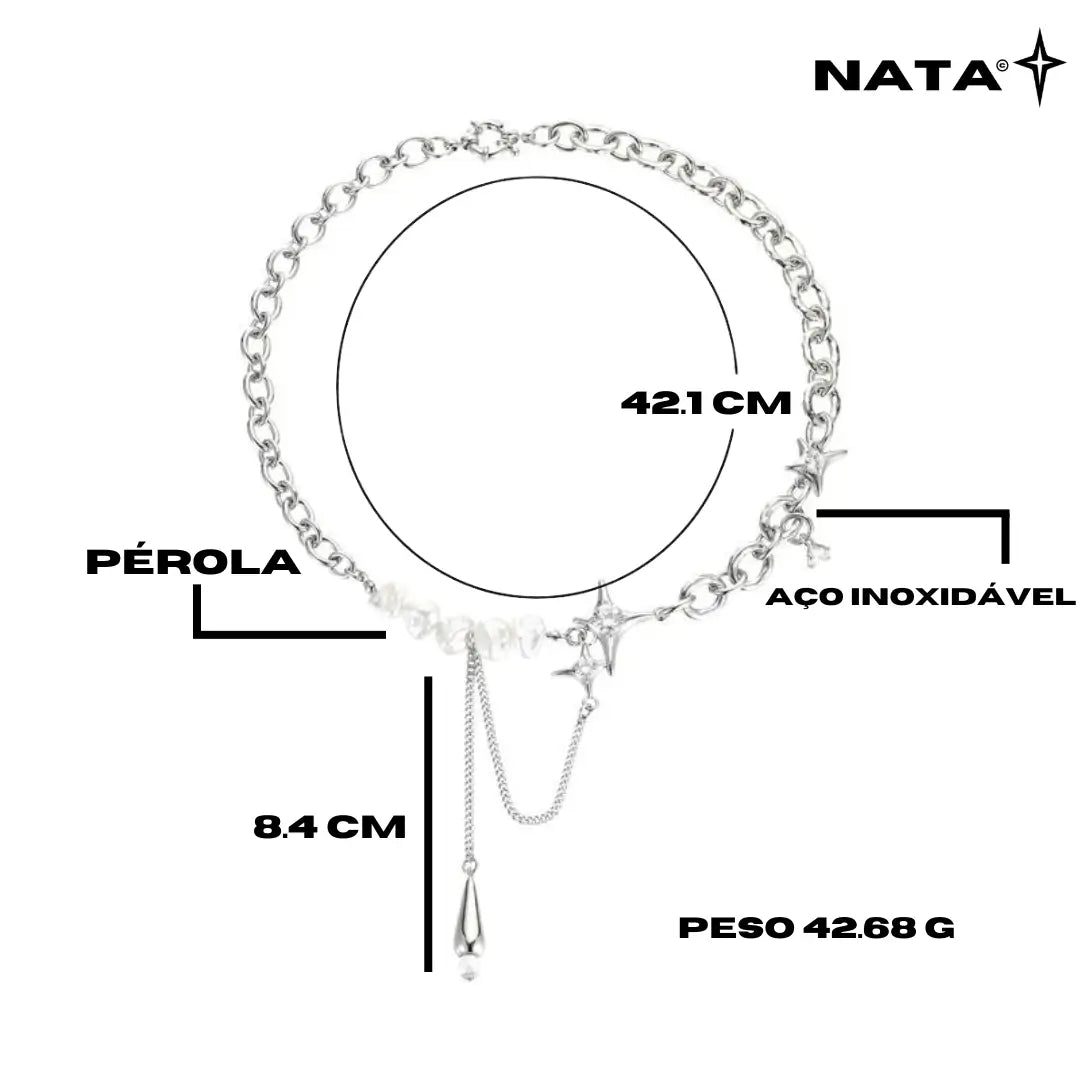 Colar Gota + Pérolas - Gargantilha - NATA